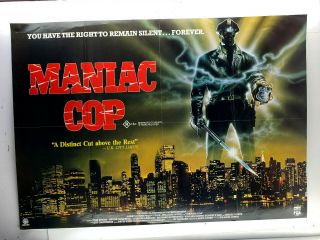 Maniac Cop Rare Australian Quad Cbs - Fox Vhs Video Poster Action Horror Movie