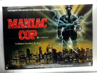 MANIAC COP rare Australian Quad CBS - Fox VHS VIDEO POSTER action horror movie 2