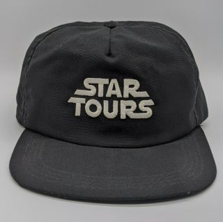 Vtg Star Wars Disneyland Star Tours Logo Hat Snapback Cap Black Made In Usa Rare