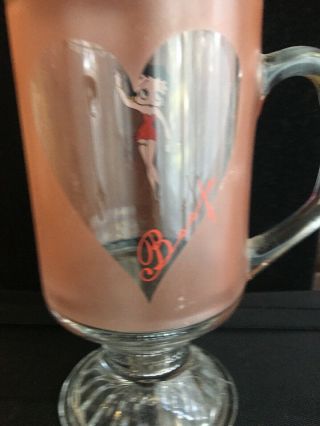 Very Rare Pink Betty Boop Tall Pedestal Mug With Clear Heart 10 Ounces 2