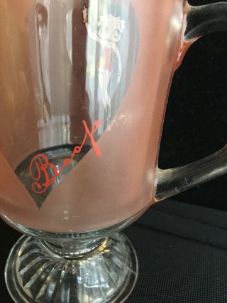 Very Rare Pink Betty Boop Tall Pedestal Mug With Clear Heart 10 Ounces 3