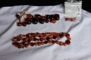Vintage Antique Honey Baltic Amber Bead Necklace W/ Many Extra Beads Gf Clasp
