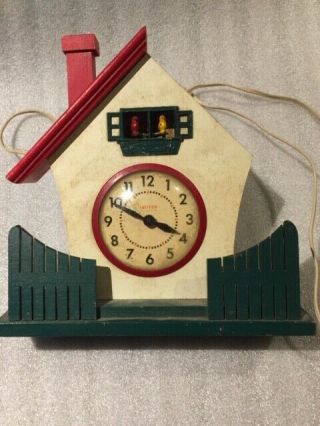 Rare 1930 S Shelf Cuckoo United Electric Clock Co Two Birds Move Side To Side