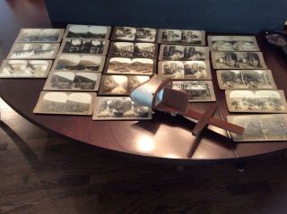 Antique 1904 Keystone View Co.  Stereoscope Viewer With 22 Cards