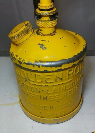 Vintage Golden Rod,  Dutton - Lainson Co.  1 Pint Oil Can/Oiler Rare Yellow/Gold 2