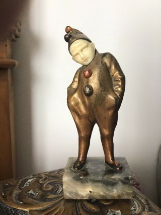 A Rare Art Deco Bronze Figure Of A Clown / Boy - Preiss / Chiparus ?