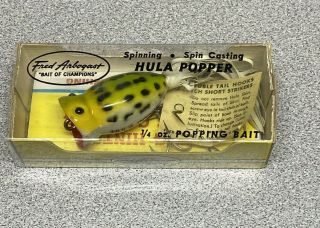 Vintage Fishing Lure Fred Arbogast Hula Popper Frog Extra Hook Nos