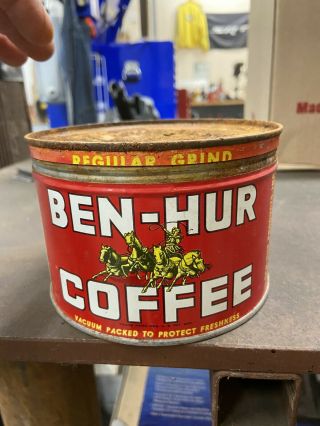 Antique Vintage Ben Hur Coffee Can 2