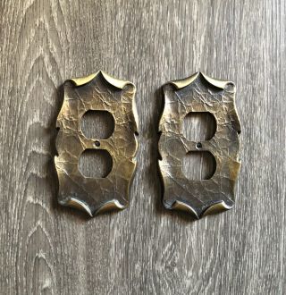 Vintage Amerock Carriage House Outlet Plate Cover Brass Tone - Set Of 2.