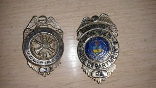 2 Antique Obsolete West View Pittsburgh Pa Fire Badge