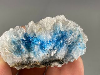 Rare Blue Cyanotrichite In Gypsum From China