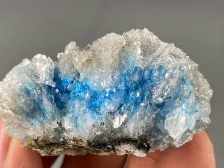 Rare Blue Cyanotrichite in Gypsum from China 2