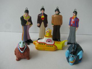 The Beatles Yellow Submarine Christmas Ornaments,  Set Of 7,  Rare