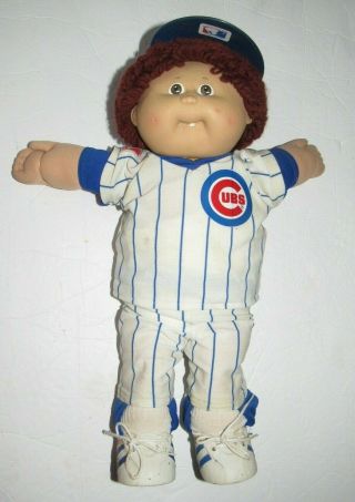Vintage 1986 Cabbage Patch Boy Doll With Cubs Baseball Uniform