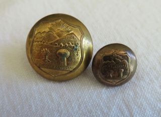 7 Antique Civil War Era State Seal Buttons,  Ohio - TN - PA - Rhode Island,  GAR B 2