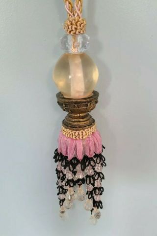 Vintage Curtain Tie Back Tassel Decor Beaded Pink Gypsy Boho Large