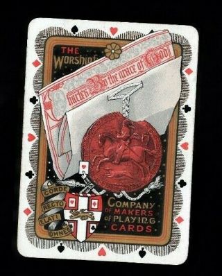 1 Rare Wide Playing Card Worshipful1883 King Charles 1 Horse Company Seal White