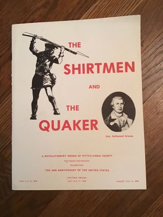 Rare Vintage Pittsylvania County 1976 The Shirtman & The Quaker Drama Schedule