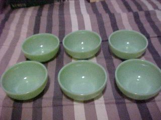 Rare Set (6) Vintage 5” Fire - King Jade - Ite Chili / Soup / Cereal Bowls Green