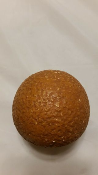 Antique Italian Alabaster Stone Fruit Marble orange life size wood stem dimpled 2