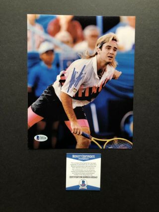 Andre Agassi Autographed Signed 8x10 Photo Beckett Bas Tennis Wimbledon Rare