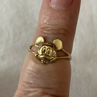 Rare 10k Yellow Gold Disney 1970’s Vintage Mickey Mouse Ring,  Size 6,  Pre - Owned
