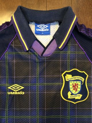 RARE VINTAGE Scotland 1994/95/96 Umbro Tartan Plaid Football Jersey Shirt XL 3