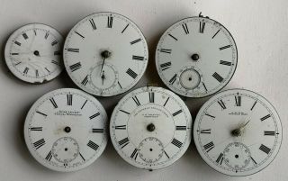 Six Antique Pocket Watch Movements Jg Graves H Samuel Waltham