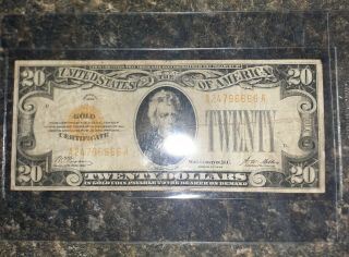 1928 $20 Dollar Gold Certificate A24796666a Rare