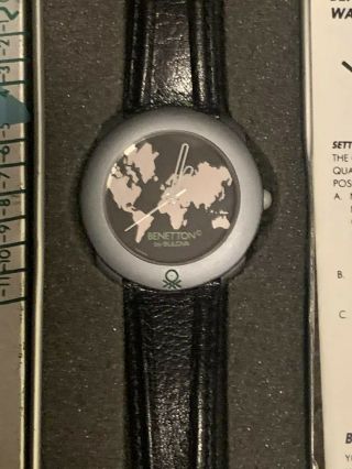Vintage United Colors of Benetton Watch Time Map Of World Bulova with tin 2