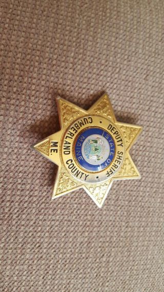 Vintage Rare Deputy Sheriff State Of Maine Cumberland County,  Maine Coat Badge
