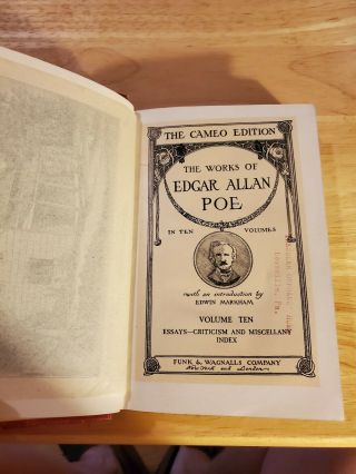 Antique 1904 The Cameo Edition The Of Edgar Allan Poe Volume 10