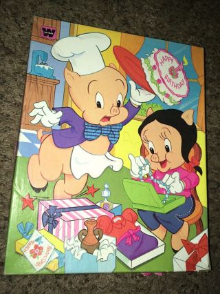 Rare Vintage Looney Tunes 1982 Whitman Porky Pig B - Day Collectable 100 Pc Puzzle