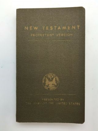 Rare Ww2 Testament Bible - Presented By The U.  S Army - Rb1