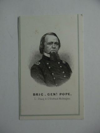 General John Pope Engraved Cdv Louis Prang & Co.  Civil War Era Antique