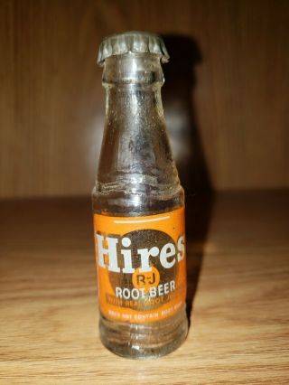 Rare Vintage Hires Root Beer Miniature Glass Bottle Mini