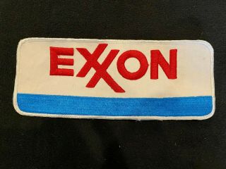 Vintage Extra Large Embroidered Exxon Patch 10 " X 4 " Oil Field Gas - Rare Size