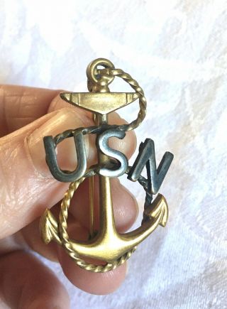 Vintage Wwi Us Navy Chief Petty Officer Hat Cap Badge,  Rare