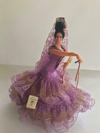 Vintage Marin Chiclana Flamenco Dancer - Purple Gown With Gold Accent " Coralito "