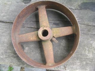 Antique Cast Iron 12 " Diameter,  4 1/8 " Wide,  Belt Pulley Wheel Steampunk (l)