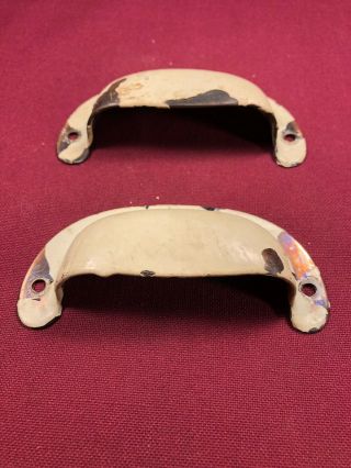 2 Antique Vintage File Cabinet,  Bin Pull Cup Handles Utility Pulls,  white 3