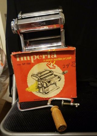 Vintage Imperia Chrome Pasta Noodle Maker Box Instruction Book Made In Italy