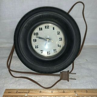 Antique General Tire Ameri Steel Clock Sign Vintage Car Auto Rubber W/ Stand Old