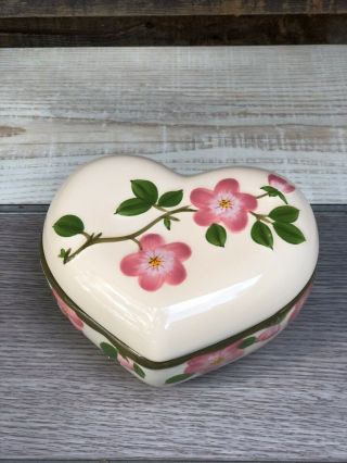 Rare - Wedgewood Franciscan Desert Rose Heart Shaped Covered Trinket Box With Lid