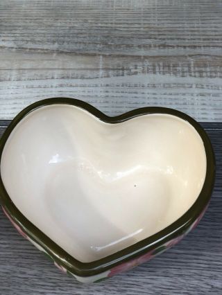 Rare - Wedgewood Franciscan Desert Rose Heart Shaped Covered Trinket Box With Lid 3