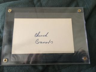Chuck Connors Signed 3x5 Card The Rifleman Lucas Mccain Hartland Cowboys Rare
