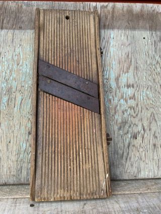 Vintage Wooden Slaw/cabbage Cutting Board,  2 Blades,  Rustic Primitive Decor
