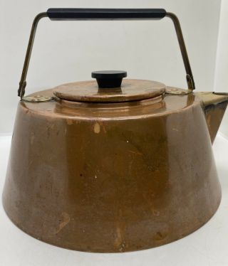 Old Farm House Find Vintage Revere Antique Copper & Brass Kettle Tea Pot