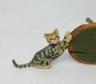 Vintage Hand Painted Metal Cat Pawing Artisan Dollhouse Miniature 1:12