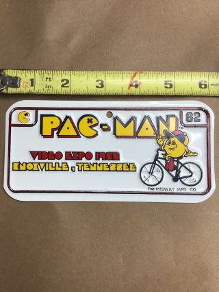 Vintage Rare 1988 Video Game Expo Pac - Man Midway Promo License Plate Knoxville